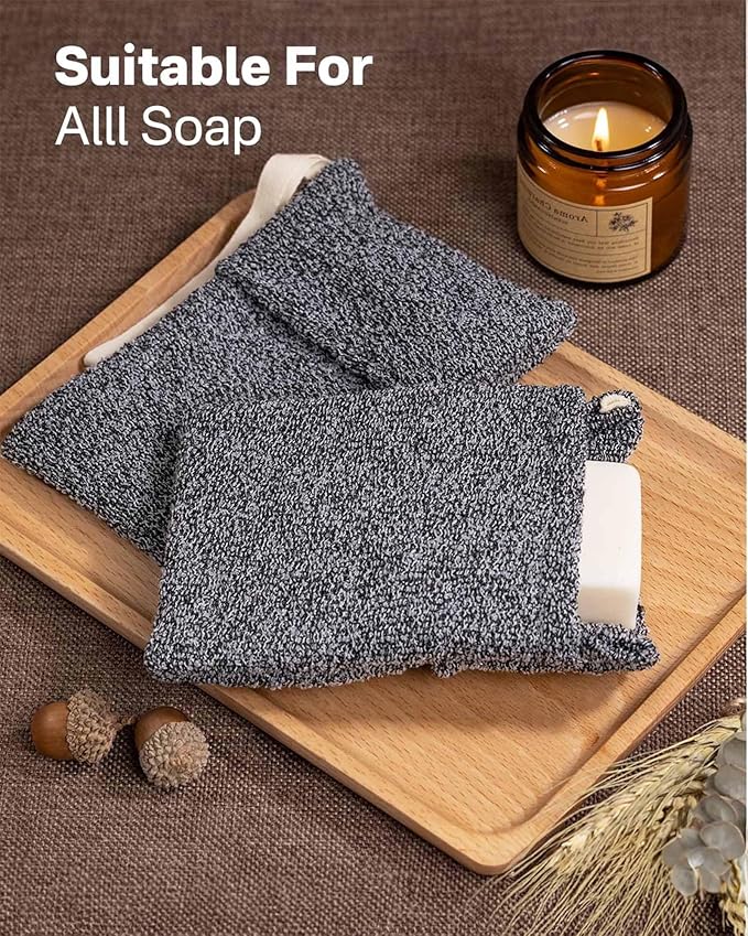 Yiclick Soap Savers for Bar Soap, Soap Bags for Soap Bars, Soap Loofah Pouch, Bar Soap Holder for Shower Bath, Soap Loofah Sponge, Soap Mesh Net Sock Exfoliating Body Scrubber Washcloth Cloth
