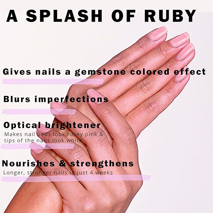 Perfect Formula Ruby Pink Gel Coat - Nail Strengthener, Keratin Nail Treatment, Gemstone Pink Gel Nail Polish - Nail Strengthener for Damaged Nails - Made In The USA .60 fl oz.