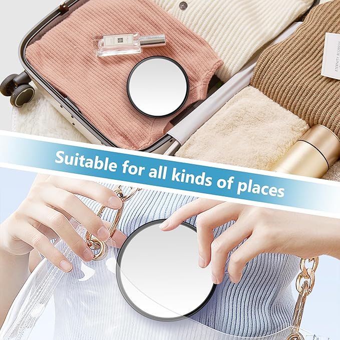 20X Magnifying Mirror, Magnified Makeup Mirror with 2 Tweezers, Magnifying Mirrors with Suction Cup for Bathroom, Travel Mirrors for Women, Ideal for Makeup, 3.5 Inches (Black)