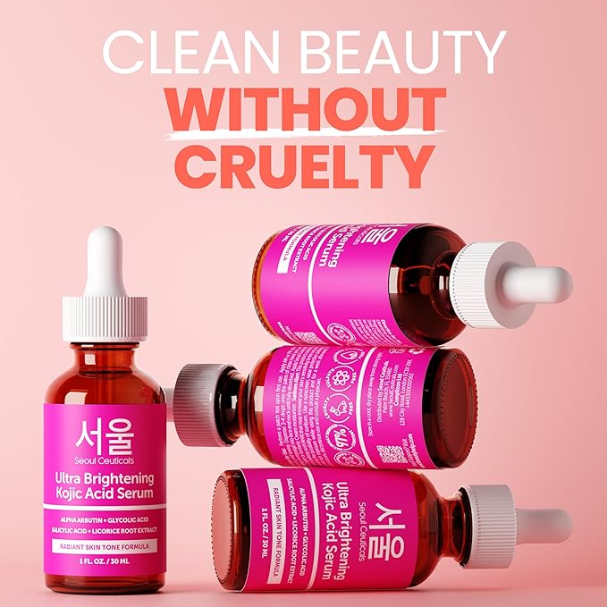 SeoulCeuticals Korean Skin Care Kojic Acid Serum Alpha Arbutin – Dark Spot Remover Corrector Glycolic Acid + Salicylic Acid K Beauty 1oz