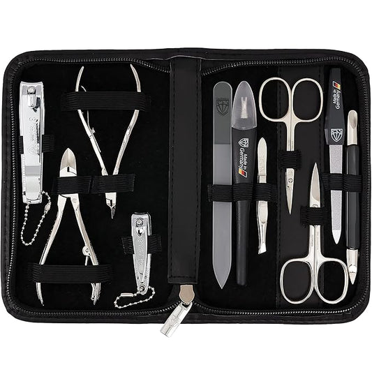 3 Swords Germany – Manicure Pedicure kit Set with Genuine Leather case - Made in Solingen/Germany