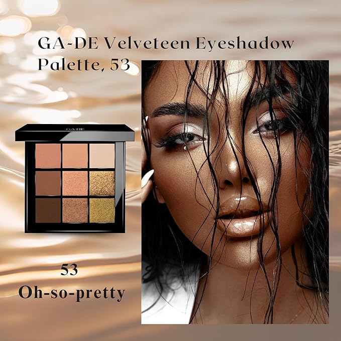 GA-DE Velveteen Eyeshadow Palette, 53 - Eyeshadow Collection with Light to Deep Shades - for Matte, Metallic, Silky and Shimmery Finishes - 0.286 oz