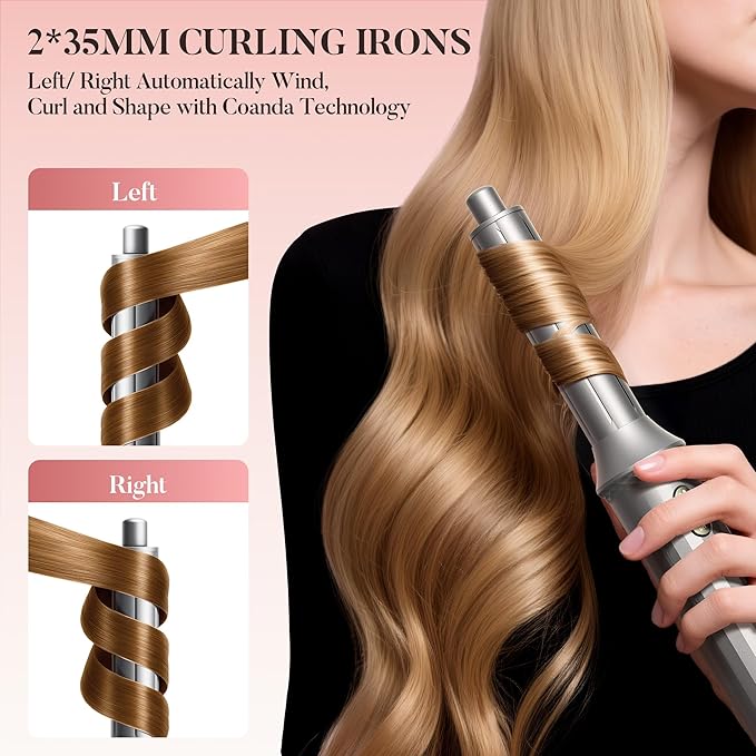 Easywave 7 in 1 Hair Dryer Brush: 110,000 RPM High-Speed Blow Dryer with Negative Ions for Frizz-Free Styling Fast Drying Auto Curling Volumizing Straightening, Hot Air Brush with Travel Bag