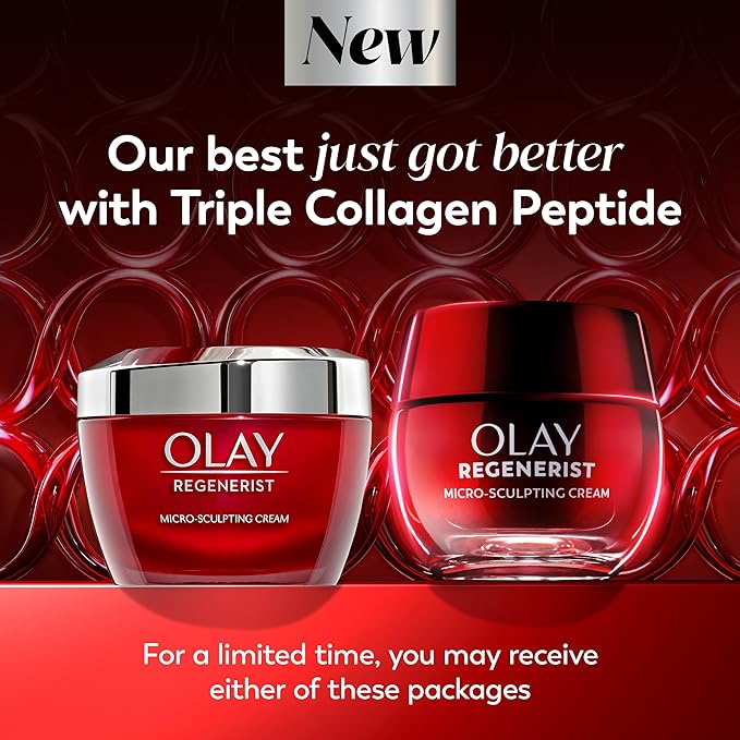 Olay Face Moisturizer, Regenerist Micro-Sculpting Facial Cream for Women - Anti-Aging, Anti-Wrinkle, Firming Skin Care - Triple Collagen Cream, Peptide Moisturizer, Hyaluronic Acid, Niacinamide, 1.7oz