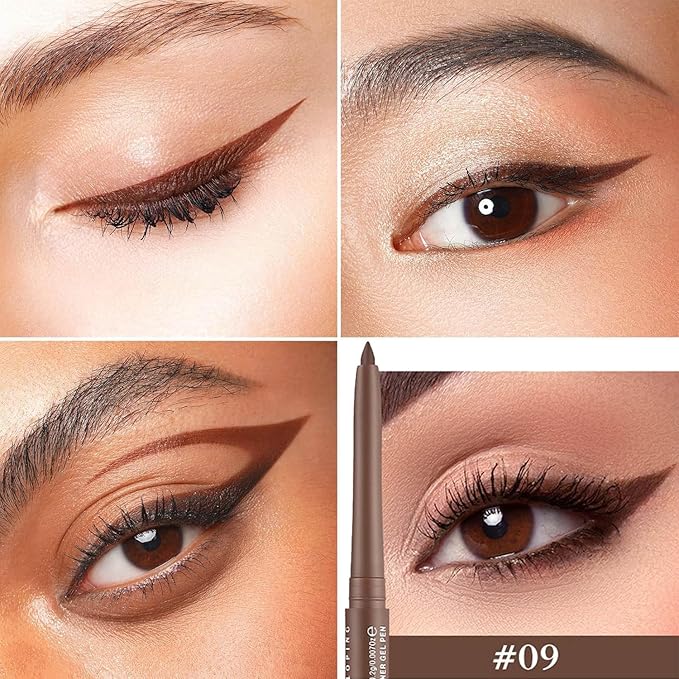 Brown Eyeliner Pencil Dark Brown Waterproof Eyeliner Brown Gel eyeliner Long Lasting Smudge-proof Hypoallergenic #09