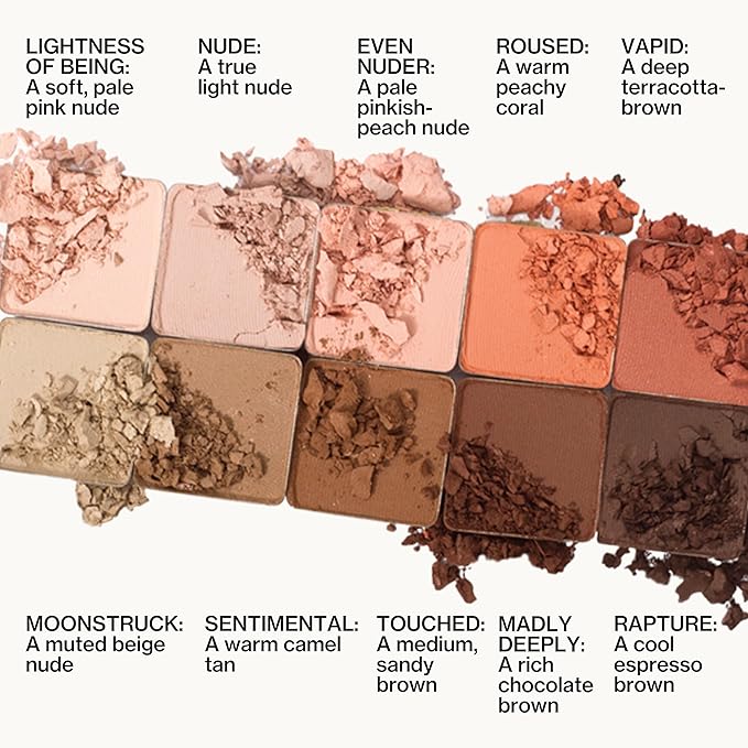 Pacifica Pink Nudes Mineral Eyeshadow Palette, 10 Neutral Shades, For Natural or Smoky Eye Look, Naked Eye Makeup, Longwearing & Blendable, Vegan, Cruelty Free Ophthalmologist Tested