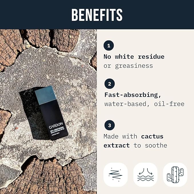 Cardon Men's SPF 30 Korean Sunscreen for Face, Facial Moisturizer With Sunblock, Anti-Aging Face Sunscreen, SPF Facial Moisturizer, Men's Skin Care Lotion with Cactus Extract (1 Bottle - 35ml)