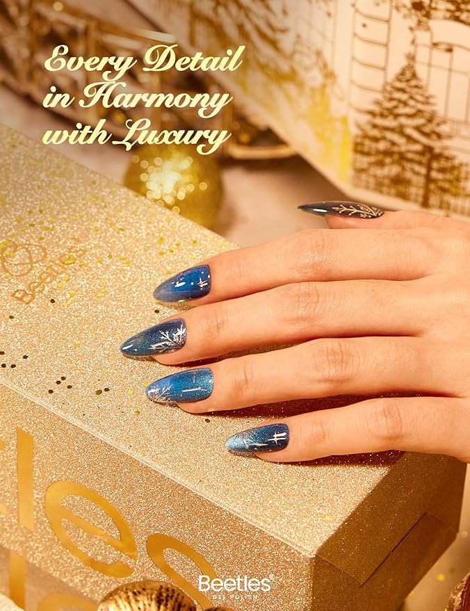 beetles Gel Polish Gilded Boutique Christmas Advent Calendar – 24 Luxury Days of Gel Nail Polish Colors, Premium Gifts Box with Cat Eye Gel, Nail Care Tools & Mini UV Lamp for Women Holiday Gifting