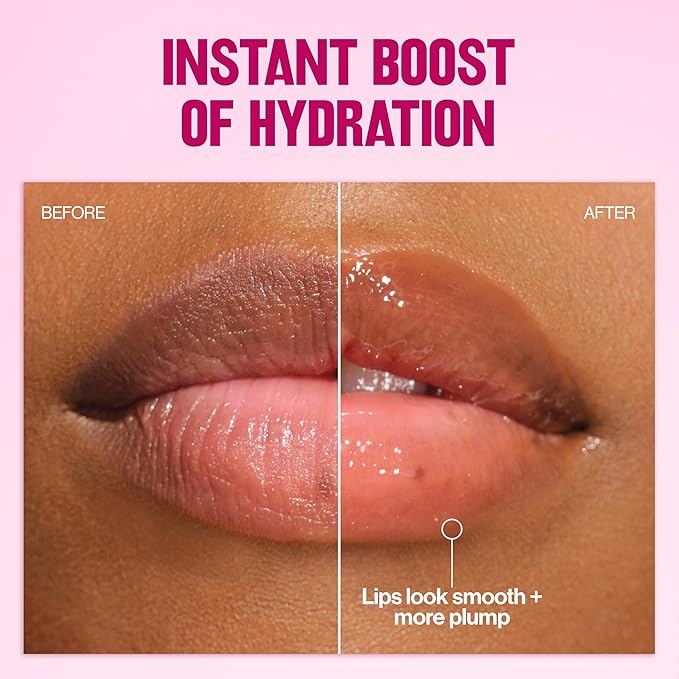 REVLON Super Lustrous Glimmer Lip Oil, Moisturizing & Tinted, Shiny Finish, Made with Plant-Based Squalane, 004 Gone Rose, 0.13 fl oz