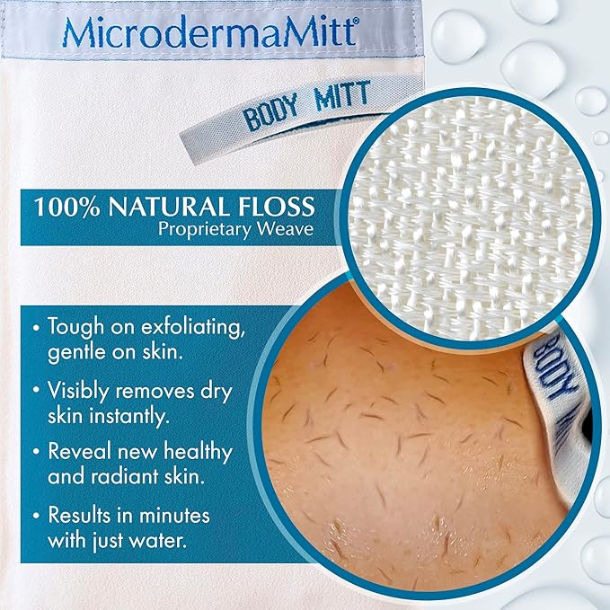 MicrodermaMitt Original Deep Exfoliating Mitt for Body - Premium Turkish Kessa Dead Skin Remover & Body Exfoliator for Keratosis Pilaris & Self-Tan Removal, Natural Skin Care Glove for Smooth Skin