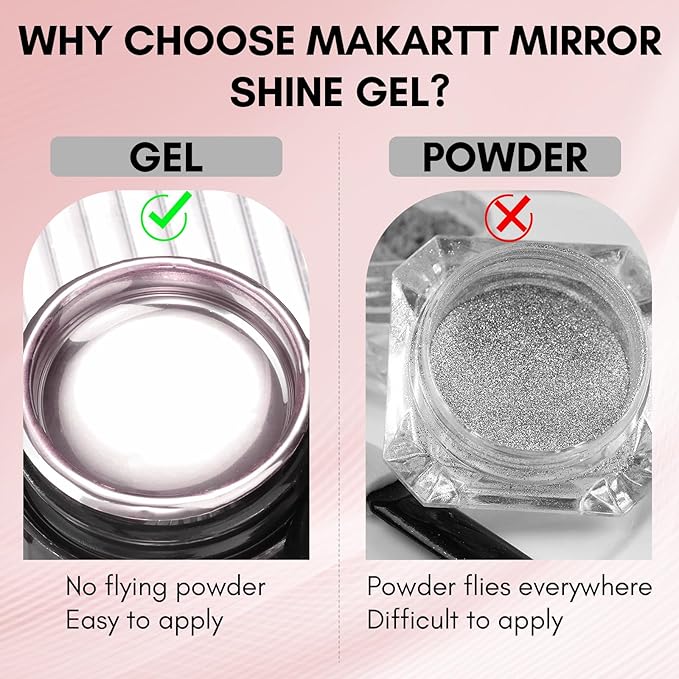 Makartt Chrome Gel Nail Polish: Metallic Gel Nail Polish, 8ml Rose Gold 3D Metal Painting Gel for Nail Art Soak off UV/LED Glossy Mirror Effect Nail Glue Gel for Home Salon DIY Manicure
