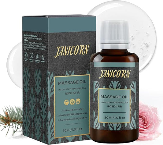 Botanical Aromatherapy Oil for Face & Body Massage – Lightweight Hydration & Nourishing Care, Plant-Based Formula with Cool Forest Rose Aroma (Rose & Fir), 30 ml / 1.0 fl oz