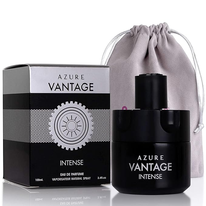 NovoGlow Azure Vantage Intense Eau De Parfum Spray - Long Lasting Warm & Masculine Fragrance - 100ml - Includes Carrying Pouch - Gift for All Men & Occasions