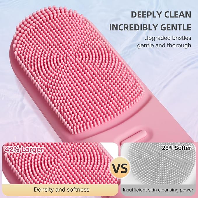 Facial Cleansing Brush,Electric Face Scrubber with Heated,3 Modes Face Scrubber,Waterproof Face Wash Brush,Rechargeable Portable Travel Size Silicone Face Scrubber for Women & Men(Pink)