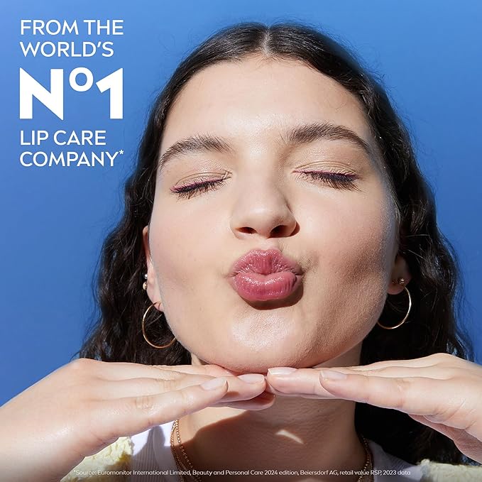 NIVEA Lip Care, Fruity Tinted Lip Balm Variety Pack, Holiday Lip Balm Gifts for Her, With Cherry, Strawberry, Blackberry and Watermelon Flavors, 0.17 Oz Stick, Pack of 4