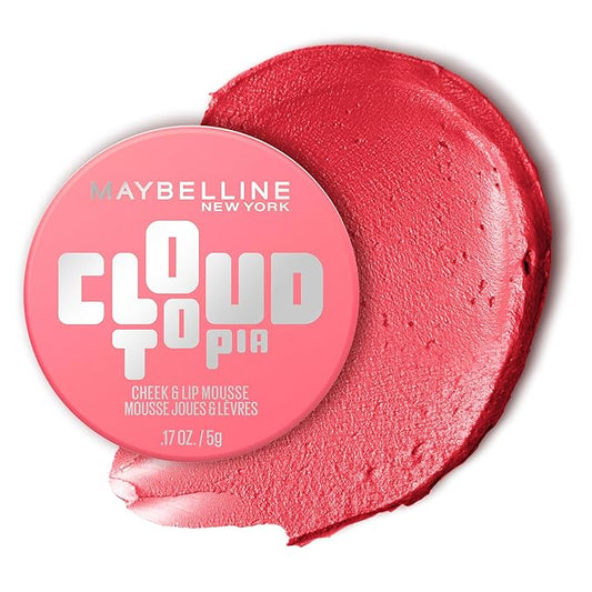 Maybelline Cloudtopia Blush for Cheeks and Lip Mousse, Ultra-Vivid, Pigmented Formula for Up to 14HR of Blush and Lip Makeup Color, Moonlit Rose, 1 Count