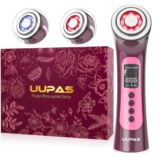 UUPAS Smart Photon Micro-Current LED Red Blue Light Therapy Wand for Face - Microcurrent Facial Device