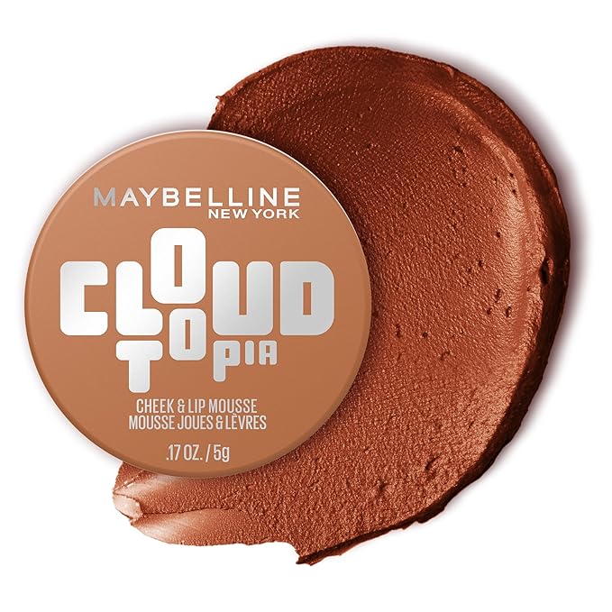 Maybelline Cloudtopia Blush for Cheeks and Lip Mousse, Ultra-Vivid, Pigmented Formula for Up to 14HR of Blush and Lip Makeup Color, Toasted Sky, 1 Count