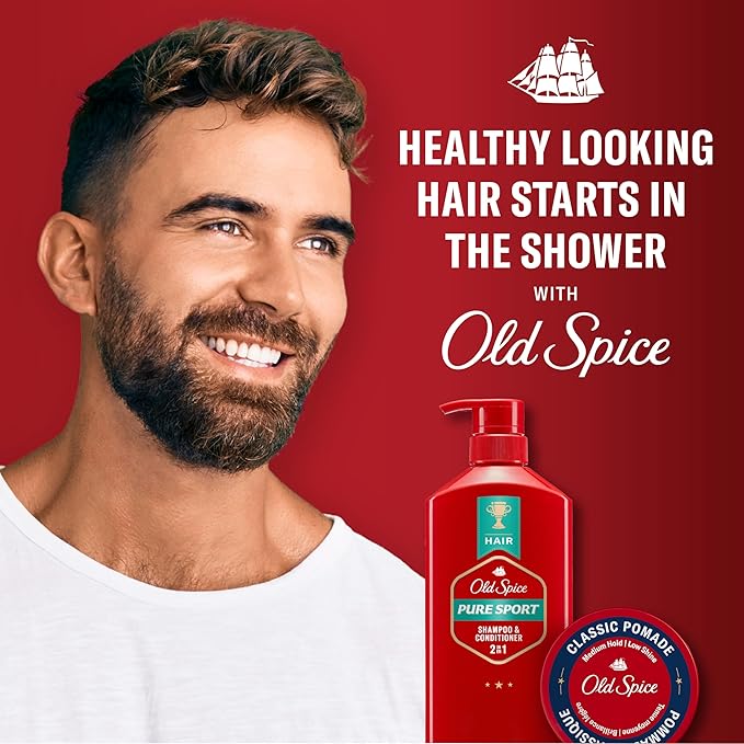 Old Spice Pure Sport 2-in-1 Shampoo and Conditioner Set for Men, Healthier, Fuller, More Moisturized Looking Hair, 29.2 Fl Oz Each, Twin Pack