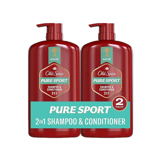 Old Spice Pure Sport 2-in-1 Shampoo and Conditioner Set for Men, Healthier, Fuller, More Moisturized Looking Hair, 29.2 Fl Oz Each, Twin Pack