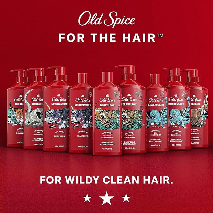 Old Spice MambaKing 2-in-1 Shampoo and Conditioner Set for Men, Healthier, Fuller, More Moisturized Looking Hair, 21.9 Fl Oz Each, Twin Pack