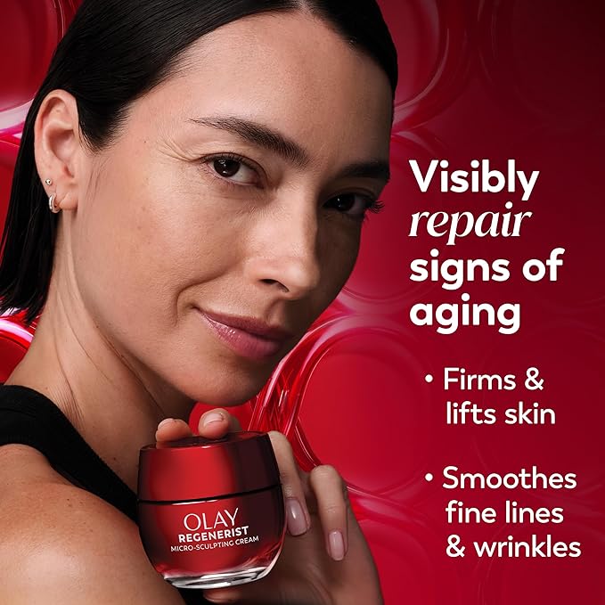 Olay Face Moisturizer, Regenerist Micro-Sculpting Facial Cream for Women - Anti-Aging, Anti-Wrinkle, Firming Skin Care - Triple Collagen Cream, Peptide Moisturizer, Hyaluronic Acid, Niacinamide, 1.7oz