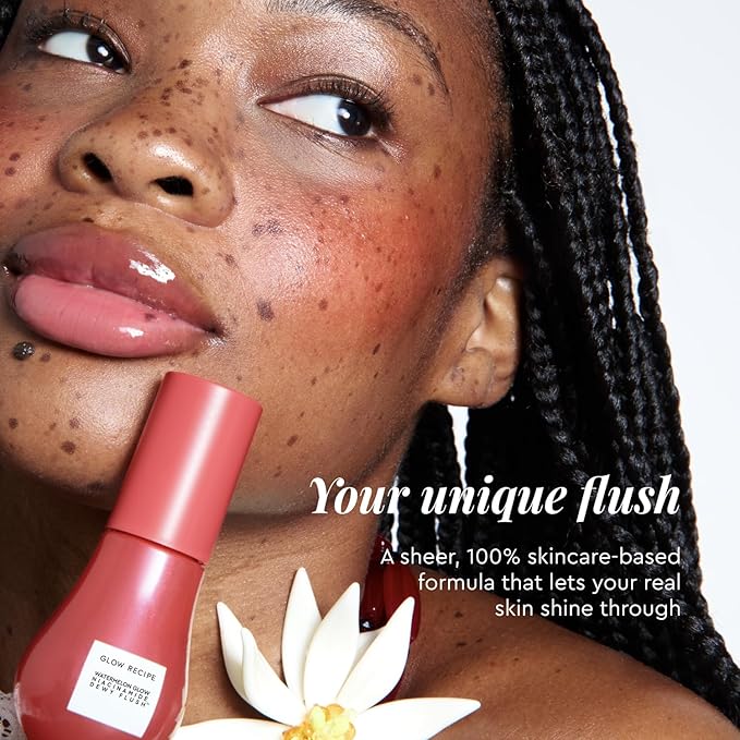 Glow Recipe Niacinamide Dewy Flush Tinted Liquid Blush Serum - Glowy Blush for Cheeks to Smooth, Hydrate & Brighten - Liquid Korean Makeup with Buildable Soft Pink Tint - Cherry Flush (0.4 oz)