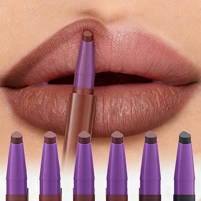 BestLand 6Pcs 2-in-1 Lipstick and Liner Lip Combo Set, Soft Sculpt Nude Collection – Creamy Matte Lip Crayon with Flat Edge Tip, Gradient & Ombre Lip Effect (Bold Sculpt Deep Lip Combo Set)