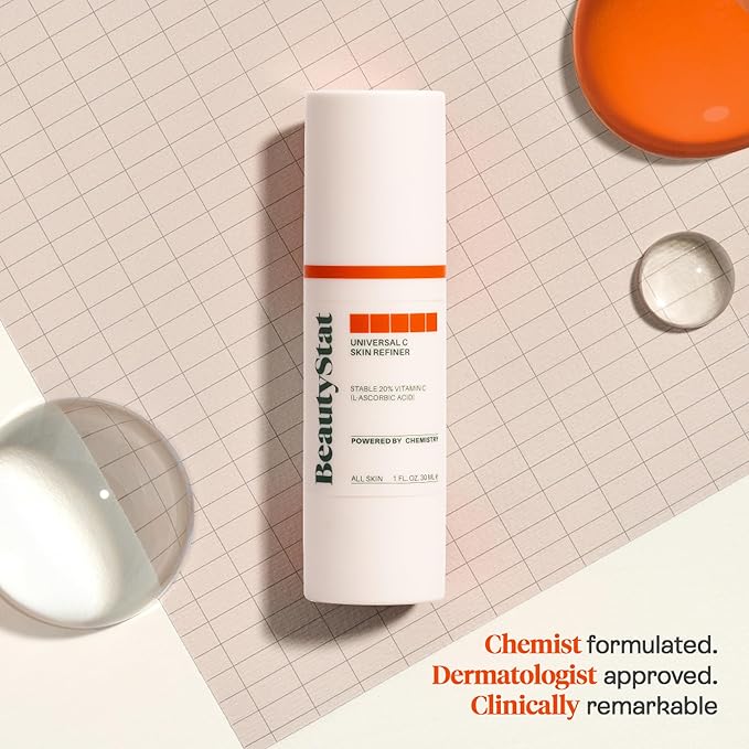 BeautyStat Universal C Skin Refiner - Vitamin C Serum for Face, 20% Pure L-Ascorbic Acid - Created by a 20+ Year Skincare Veteran Cosmetic Chemist (30ml / 1.0 oz)