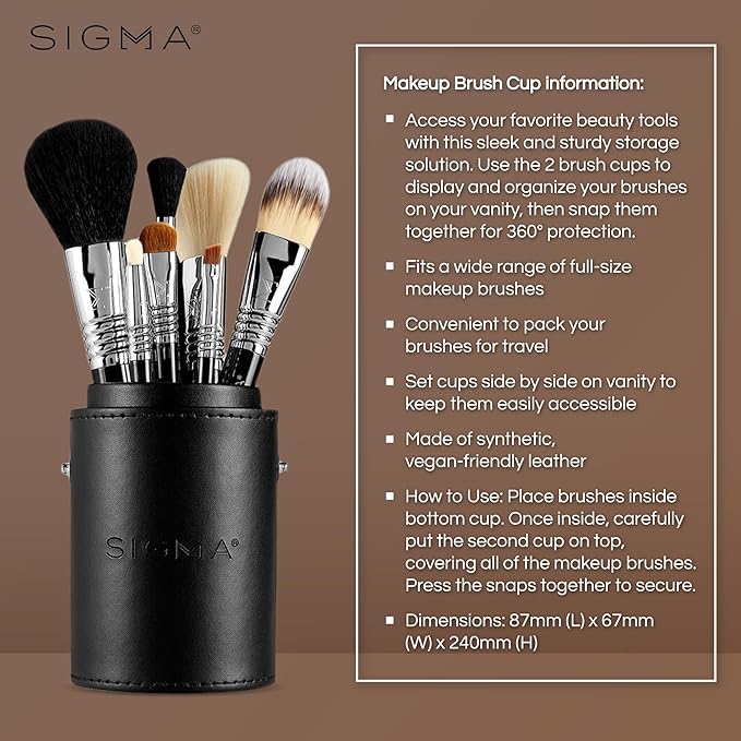 Sigma Beauty Makeup Brush Set – 7-Piece Travel Makeup Brushes for Flawless Application of Foundation Makeup, Blending, Contour, Eyeshadow & Brow Makeup – Compact & Stylish Carrying Case (8 pcs)