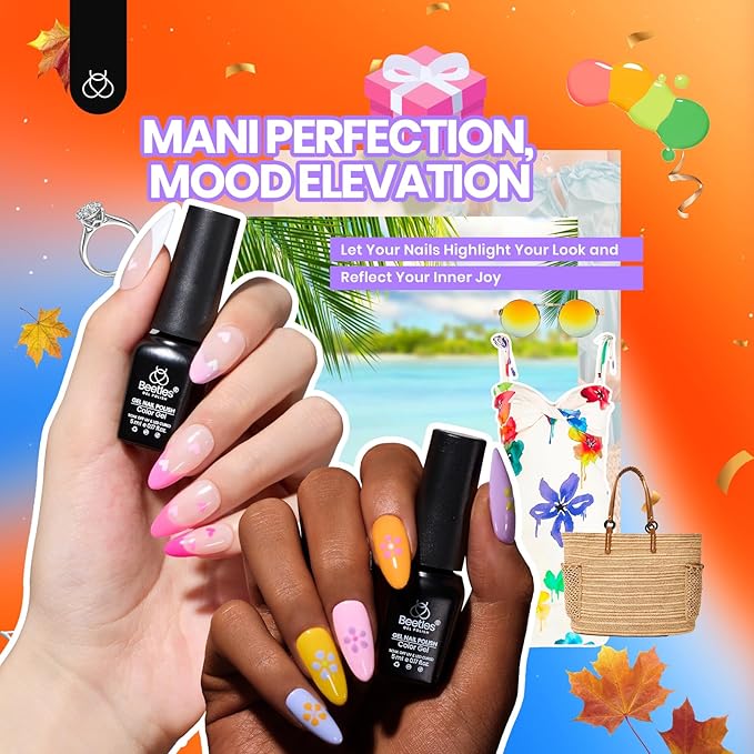 Beetles Gel Nail Polish Kit with U V Light-75PCS Chic Outfits 45 Colors Gel Polish Starter Kit,Soak Off All Season Gel Nail Kit with 5PCS Base Top Coat Nail Art Tools-Perfect Manicure Kit for Women