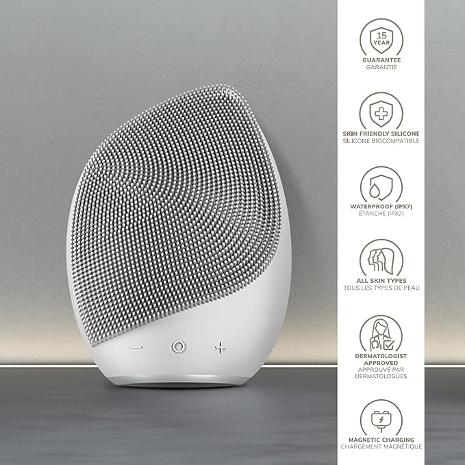 GESKE SmartAppGuided™ Sonic Facial Brush 5 in 1 | Vibrating Electric Facial Cleansing Brush | Soft Silicone Brush | Professional Facial Cleanser | Skin Cleanser & Exfoliator | Face Massager