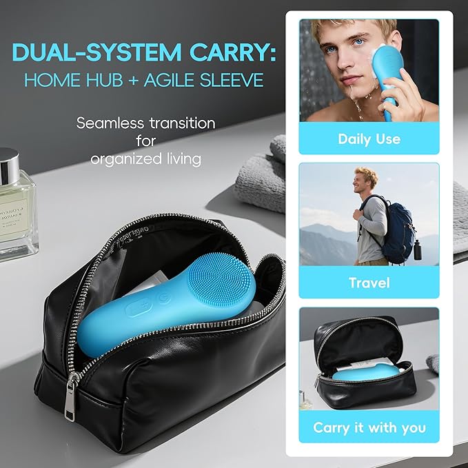 Face Scrubber Facial Cleansing Brush, Rechargeable, Waterproof Silicone Electric Face Scrub Brush for Cleansing, Exfoliating, Massaging, Electric Facial Exfoliator for Women & Men