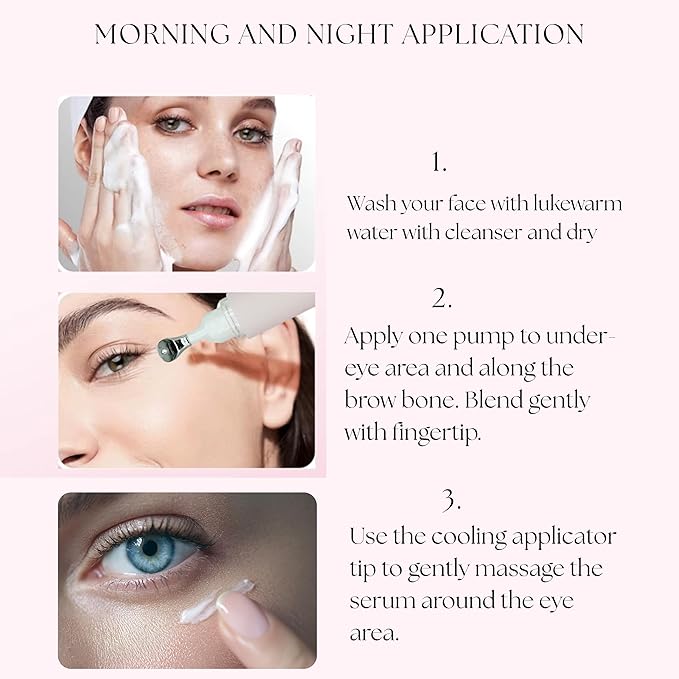 Organic Collagen Peptides Lifting and Firming Under Eye Serum for Puffiness and Bags, Tired Eyes, with Niacinamide + Smooths Fine Lines, Wrinkles, Anti-Aging, Hydrating