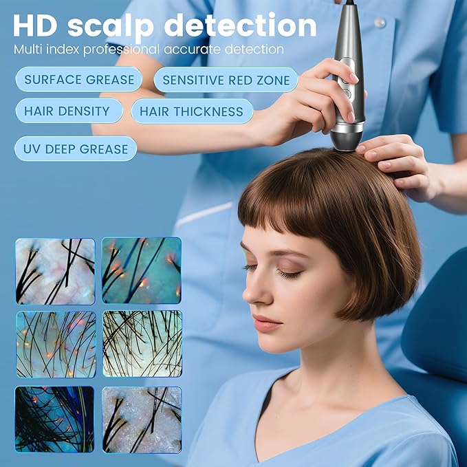 21.5 inch HD Mirror Screen AI Facial Skin Analysis Machine with Scalp Skin Detection 3D Scanner 36 Million Industrial-Grade Pixels 9 Spectral Lights Intelligent for Beauty Salons Skin Care (Grey)