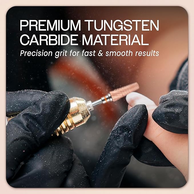 PANA 5-in-1 Pro Upgraded Multi-Function Drill Bit 3/32" Shank Size - (Rose Gold, 2X Coarse to 2X Fine) - Mix Size Tungsten Drill Bit Fast Remove Acrylic Hard Gel Nail for Manicure Pedicure