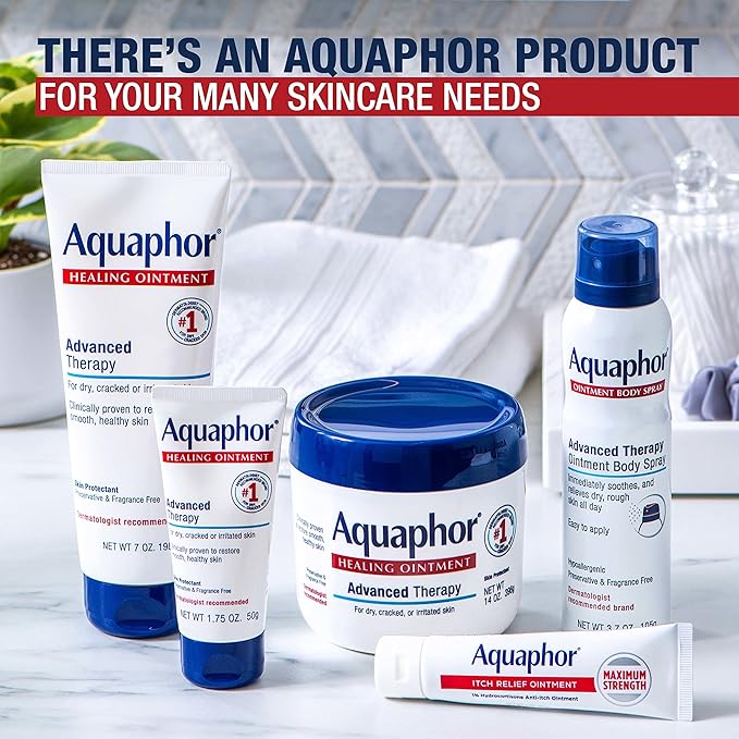 Aquaphor Healing Ointment Advanced Therapy Skin Protectant, Dry Skin Body Moisturizer, 7 Oz Tube