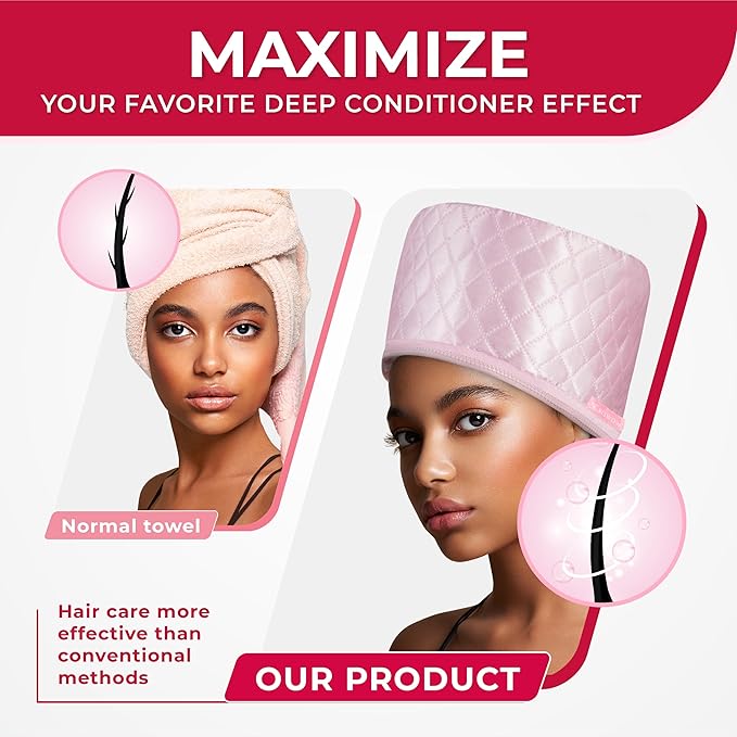Thermal Steamer Cap for Great Deep Conditioning With 10-level Heat for Natural Black Hair