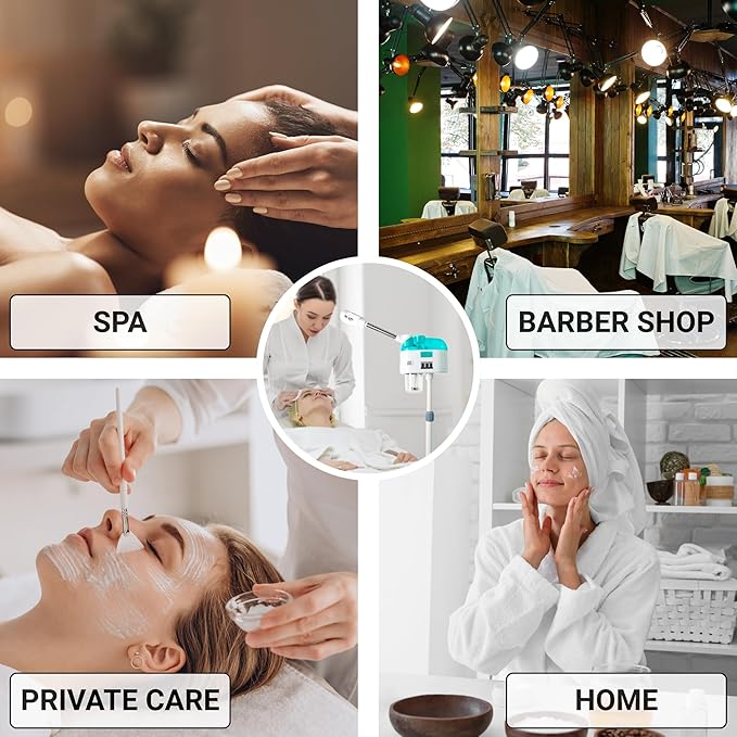 800W Nano Ionic Facial Steamer – Professional Home Spa Face Steamer for Deep Cleansing, Hydration & Sinus Relief | Fast Heating, Auto Shut-Off, Portable & Safe | US/AU Plug (White & Green)