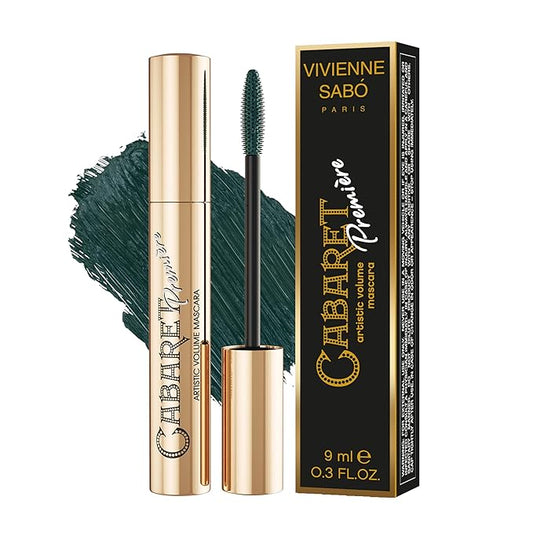 Vivienne Sabó Cabaret Premiere Green Mascara, Volume and Length, Defining, Curling, No Flaking, No Clumping, Smudge Proof, Washable, Cruelty-Free, Made in Europe, (06 Green), 0.3 Fl Oz, 1 Pack
