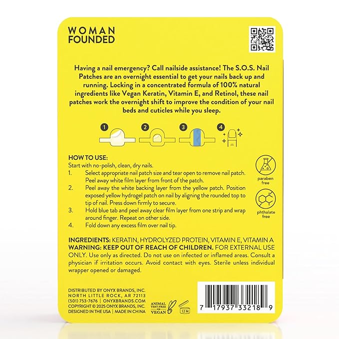 Onyx Professional Hard as Hoof S.O.S Nail Patches - Nail and Cuticle Strengthening Treatment Repair Patches, Nail Growth, Repair, 20 Count