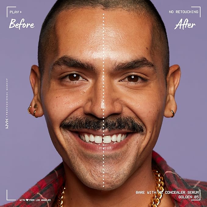 NYX PROFESSIONAL MAKEUP Bare With Me Concealer Serum, Concealer Makeup For Up To 24Hr Hydration - Golden