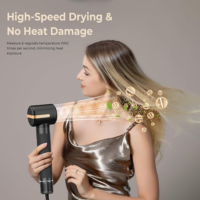 7 in ONE Hair Dryer Brush, Powerful Blow Dryer Brush with Air Curler for Hair, Brush Blow Dryer with Diffuser, Ionic Hot Air Brush Fast Dry, Volumize, Curls, Straight, Hair Styling Tools 100-120V
