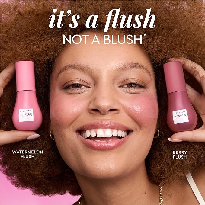 Glow Recipe Niacinamide Dewy Flush Tinted Liquid Blush Serum - Glowy Blush for Cheeks to Smooth, Hydrate & Brighten - Liquid Korean Makeup with Buildable, Warm Berry Plum Tint - Berry Flush (0.4 oz)