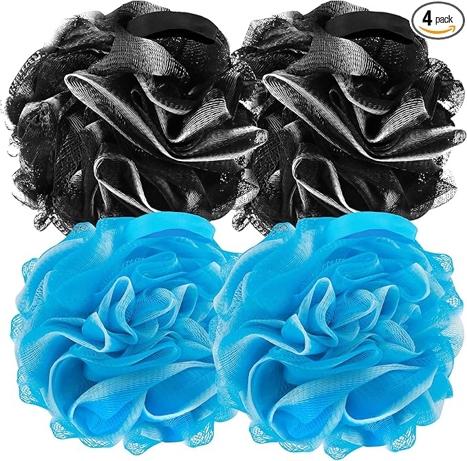 Bath Loofah Sponge Back Scrubber Shower Sponge Soft Mesh Exfoliator Pouf Shower Ball Bath Sponges for Women and Men Bath Accessories
