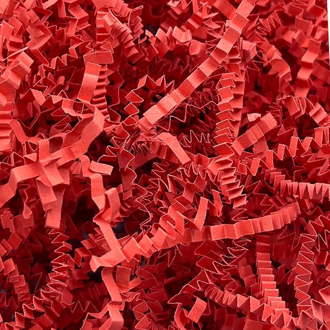 200g(7oz) Crinkle Paper Filler for Gift Baskets Gift Box Paper Shreds for Birthday, Weddings,Valentine's Day, Christmas (Red)