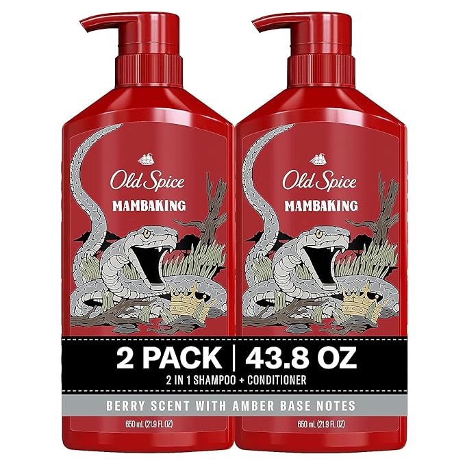 Old Spice MambaKing 2-in-1 Shampoo and Conditioner Set for Men, Healthier, Fuller, More Moisturized Looking Hair, 21.9 Fl Oz Each, Twin Pack