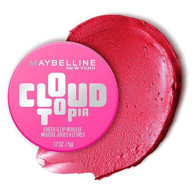 Maybelline Cloudtopia Blush for Cheeks and Lip Mousse, Ultra-Vivid, Pigmented Formula for Up to 14HR of Blush and Lip Makeup Color, Pink Daydream, 1 Count