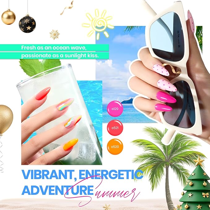 beetles Gel Polish Vivid Seasons, Winter Gel Nail Polish Set, 36 Colors Yellow Burgundy Purple Pink Jelly Shades, 45pcs with Base & Top Coat, UV LED Soak Off DIY Salon Set, Gift for Women & Girls