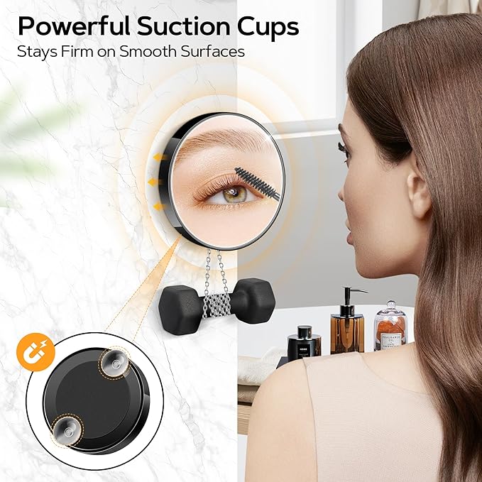 MIYADIVA Magnifying Mirror Set, 20x&30x&40x Suction Cup Makeup Mirror, 2 Tweezers & Storage Bag, 3.5 Inch Compact Mirror for Travel, Bathroom, Home, Gifts for Women